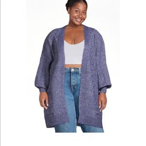 Terra & Sky Cable Stitch Open Cardigan. Size 3x. Oversized.